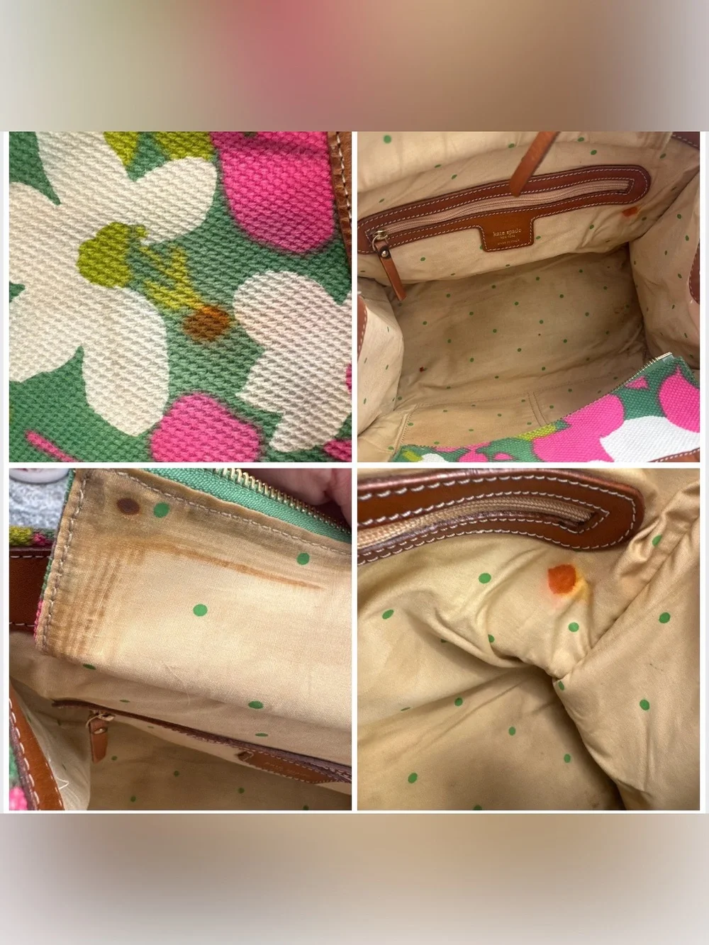 Vintage Kate Spade Boho Retro Summer Spring Floral Handbag Tote **Fair READ**